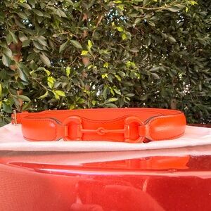 Gucci Horsebit Orange Leather Belt